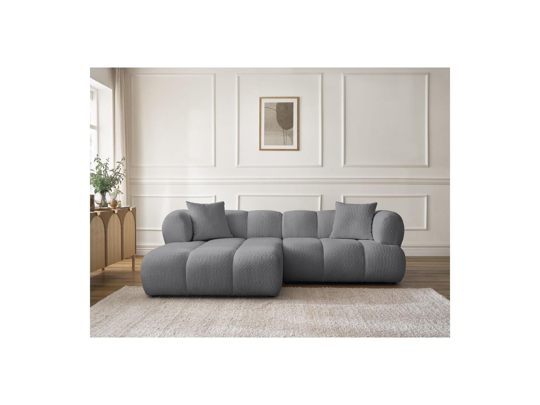Pamira - Fixed Corner Sofa - Bouclé Fabric - Left Corner