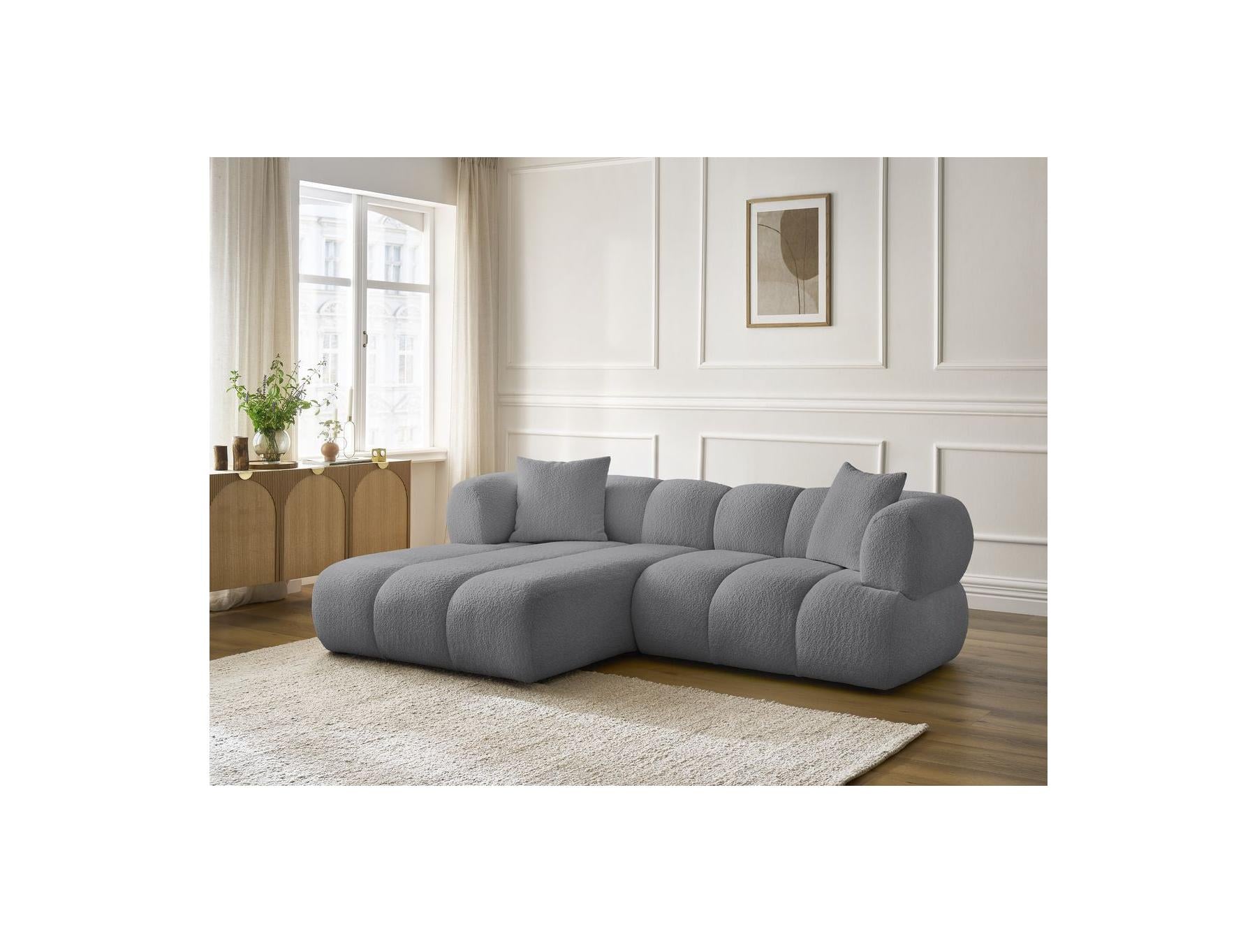 Pamira - Fixed Corner Sofa - Bouclé Fabric - Left Corner
