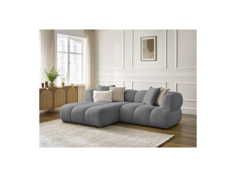 Canapé D'Angle Fixe - Pamira - Tissu Bouclette - Angle Gauche