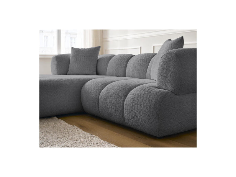 Canapé D'Angle Fixe - Pamira - Tissu Bouclette - Angle Gauche