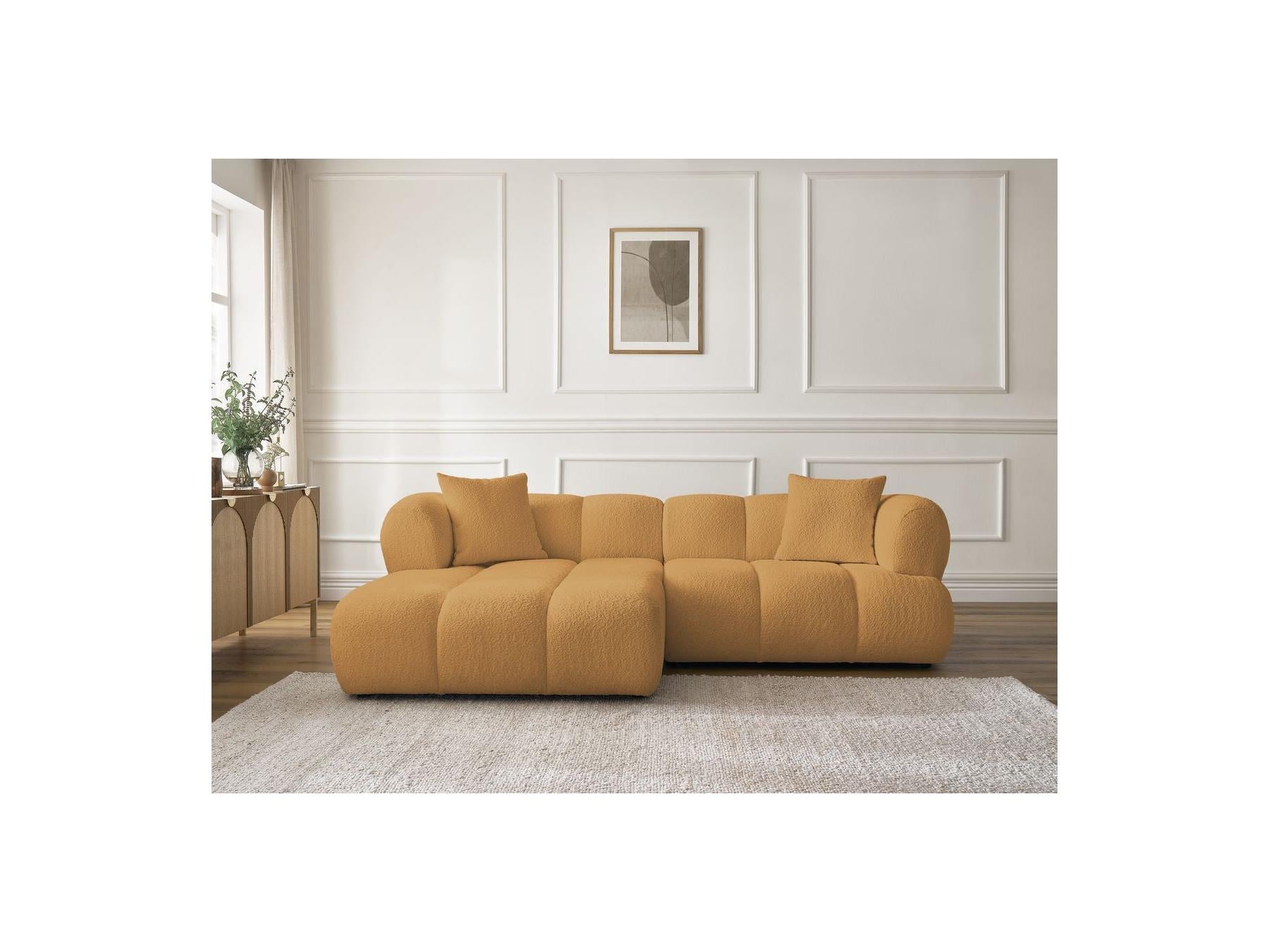 Pamira - Fixed Corner Sofa - Bouclé Fabric - Left Corner
