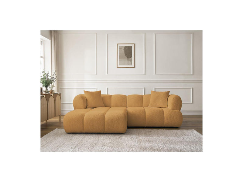 Canapé D'Angle Fixe - Pamira - Tissu Bouclette - Angle Gauche