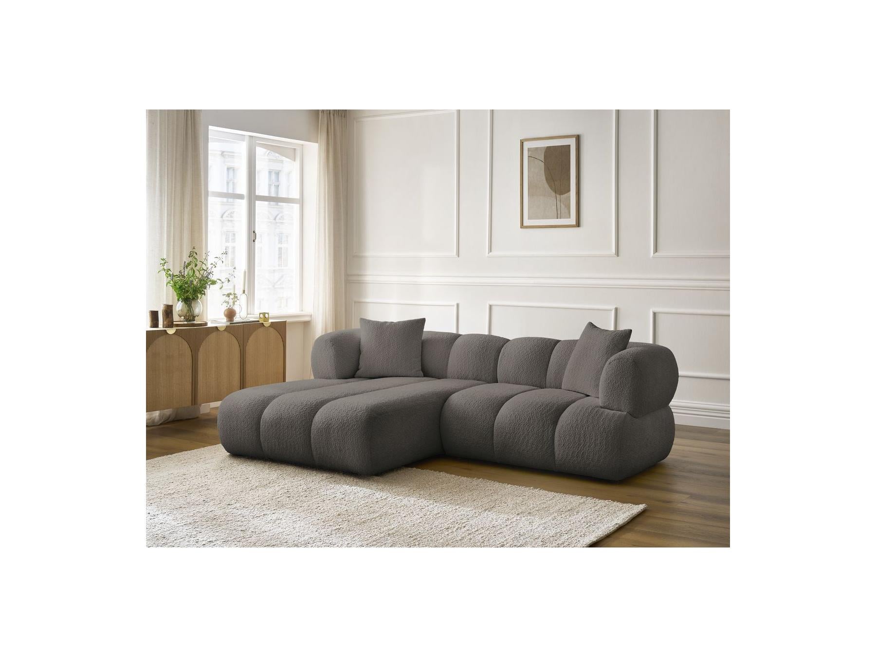 Pamira - Fixed Corner Sofa - Bouclé Fabric - Left Corner