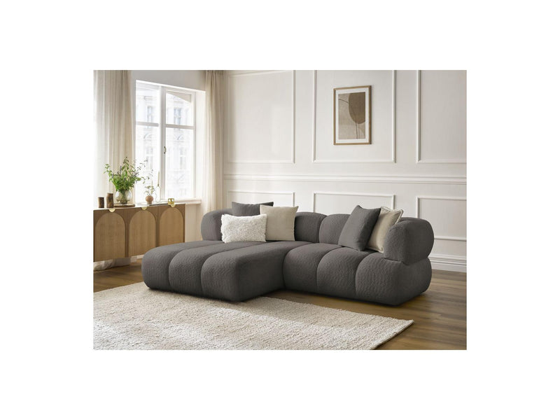 Canapé D'Angle Fixe - Pamira - Tissu Bouclette - Angle Gauche