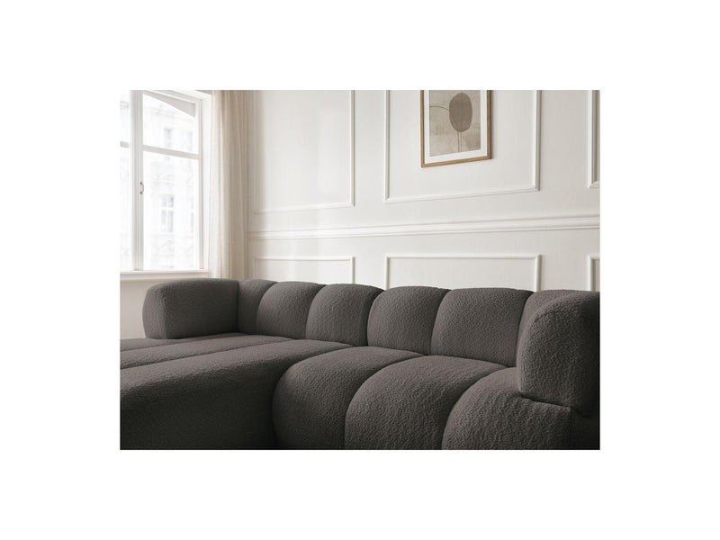 Canapé D'Angle Fixe - Pamira - Tissu Bouclette - Angle Gauche