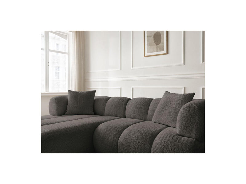 Canapé D'Angle Fixe - Pamira - Tissu Bouclette - Angle Gauche
