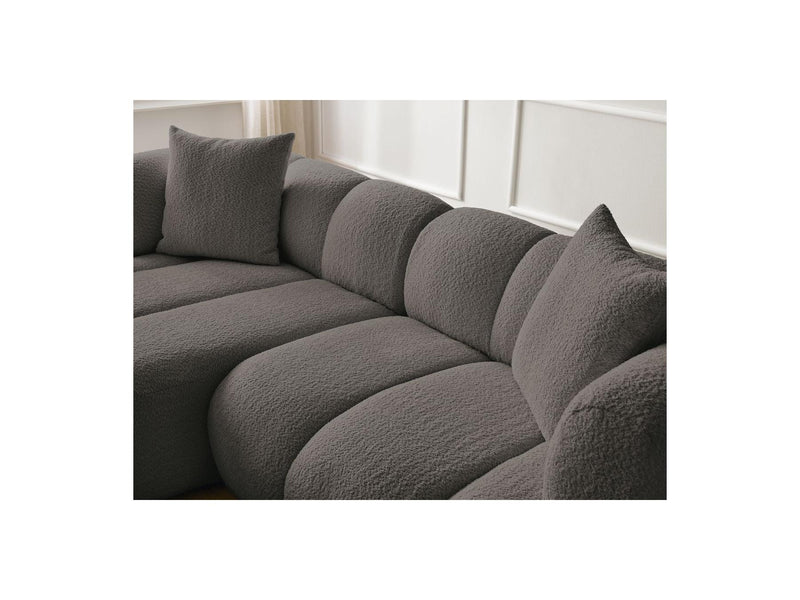 Canapé D'Angle Fixe - Pamira - Tissu Bouclette - Angle Gauche