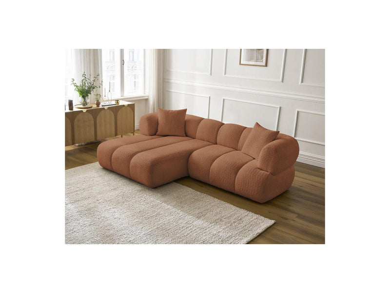 Canapé D'Angle Fixe - Pamira - Tissu Bouclette - Angle Gauche