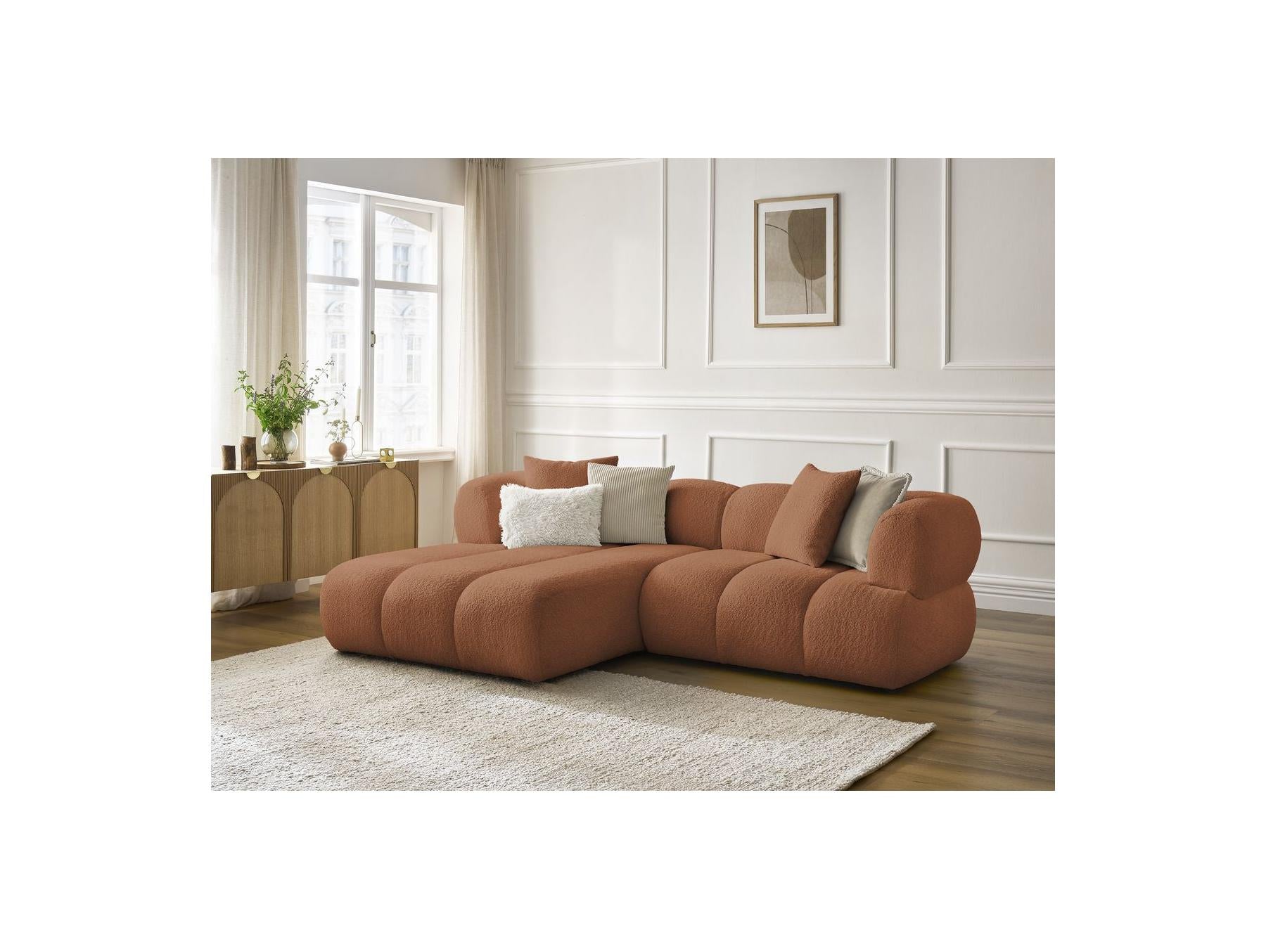 Pamira - Fixed Corner Sofa - Bouclé Fabric - Left Corner