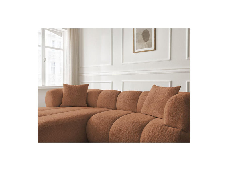 Canapé D'Angle Fixe - Pamira - Tissu Bouclette - Angle Gauche