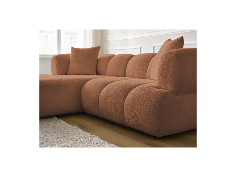 Canapé D'Angle Fixe - Pamira - Tissu Bouclette - Angle Gauche