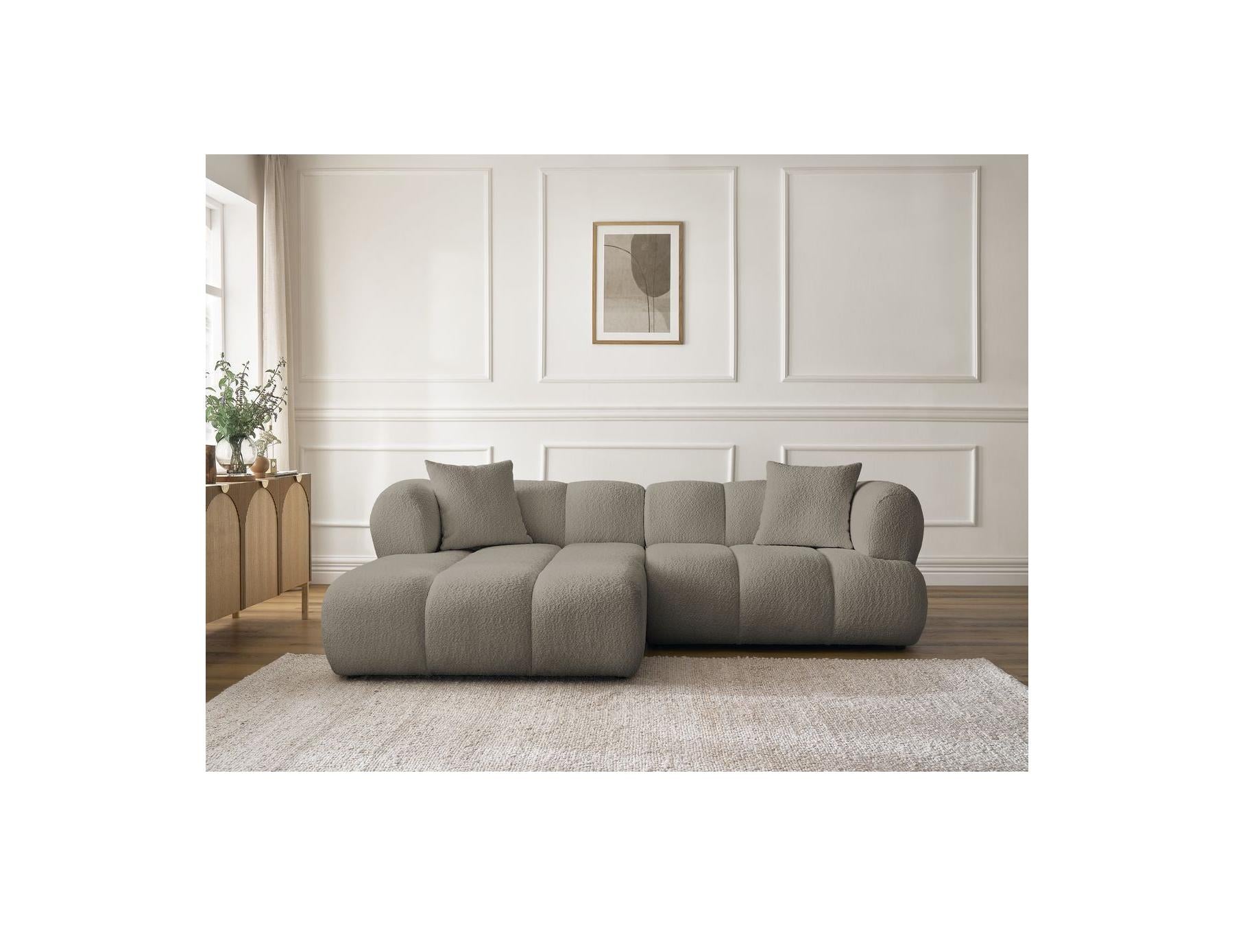 Pamira - Fixed Corner Sofa - Bouclé Fabric - Left Corner