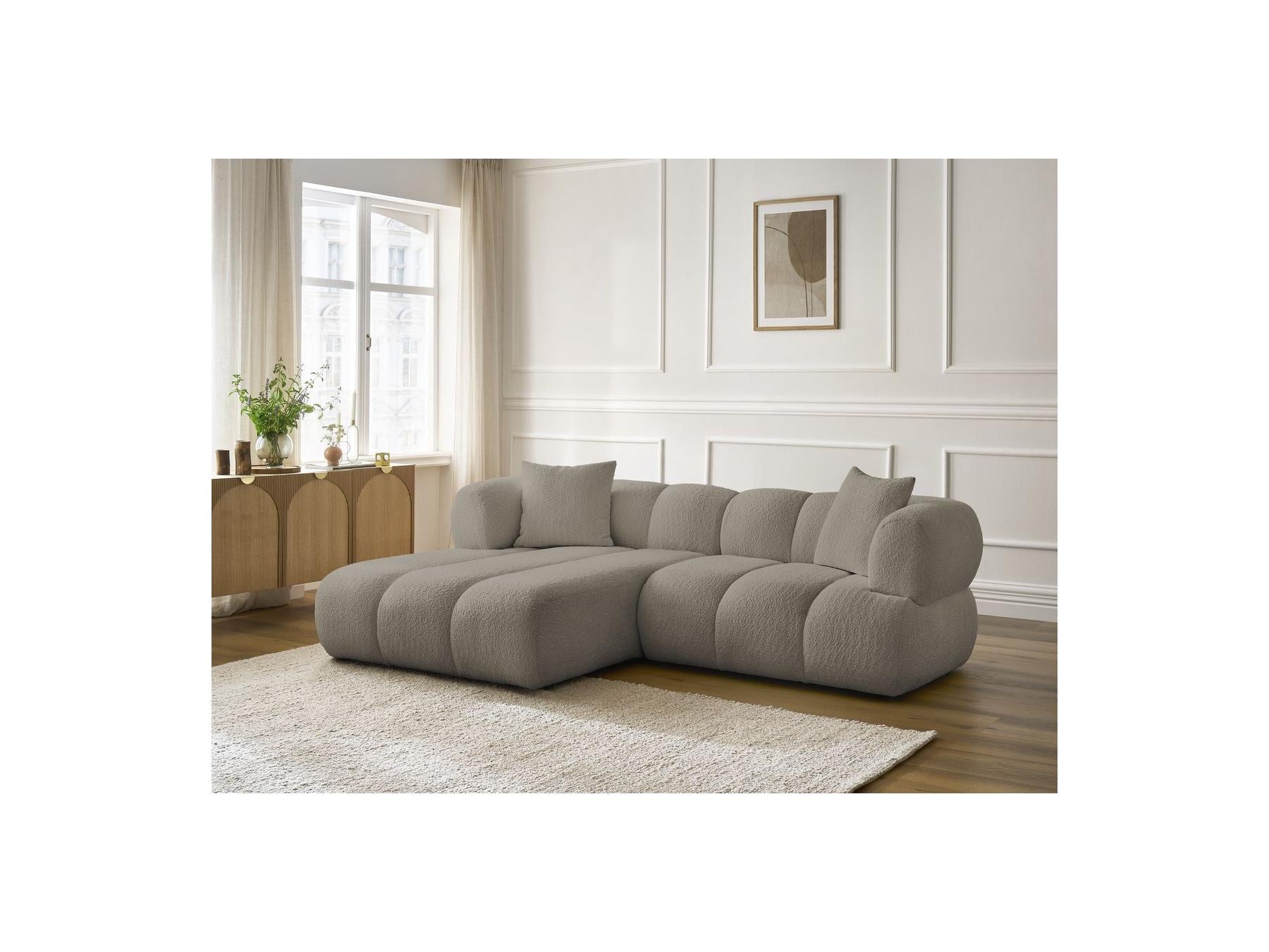 Pamira - Fixed Corner Sofa - Bouclé Fabric - Left Corner