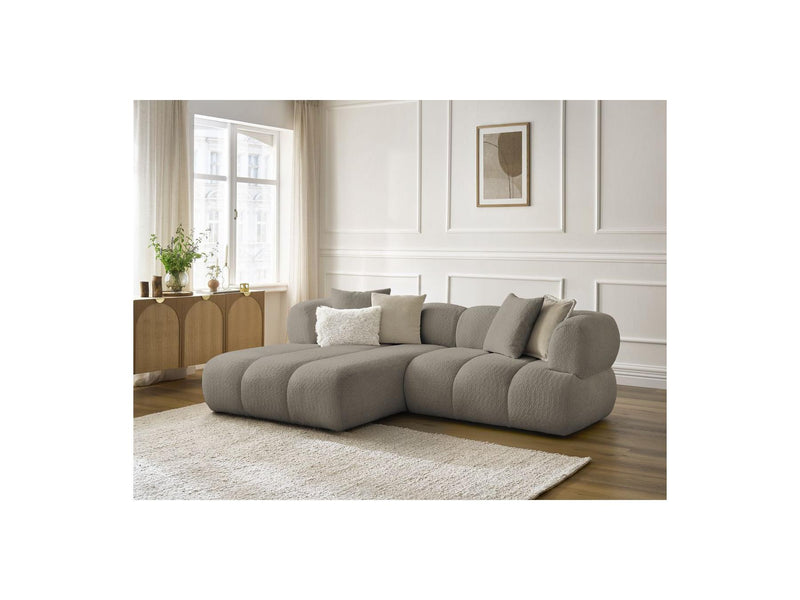 Canapé D'Angle Fixe - Pamira - Tissu Bouclette - Angle Gauche