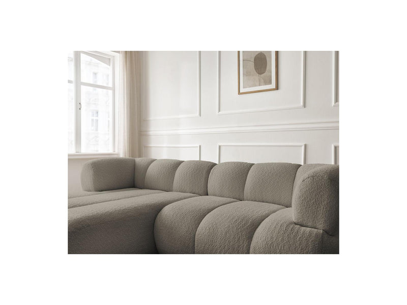 Canapé D'Angle Fixe - Pamira - Tissu Bouclette - Angle Gauche