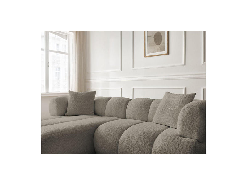 Canapé D'Angle Fixe - Pamira - Tissu Bouclette - Angle Gauche