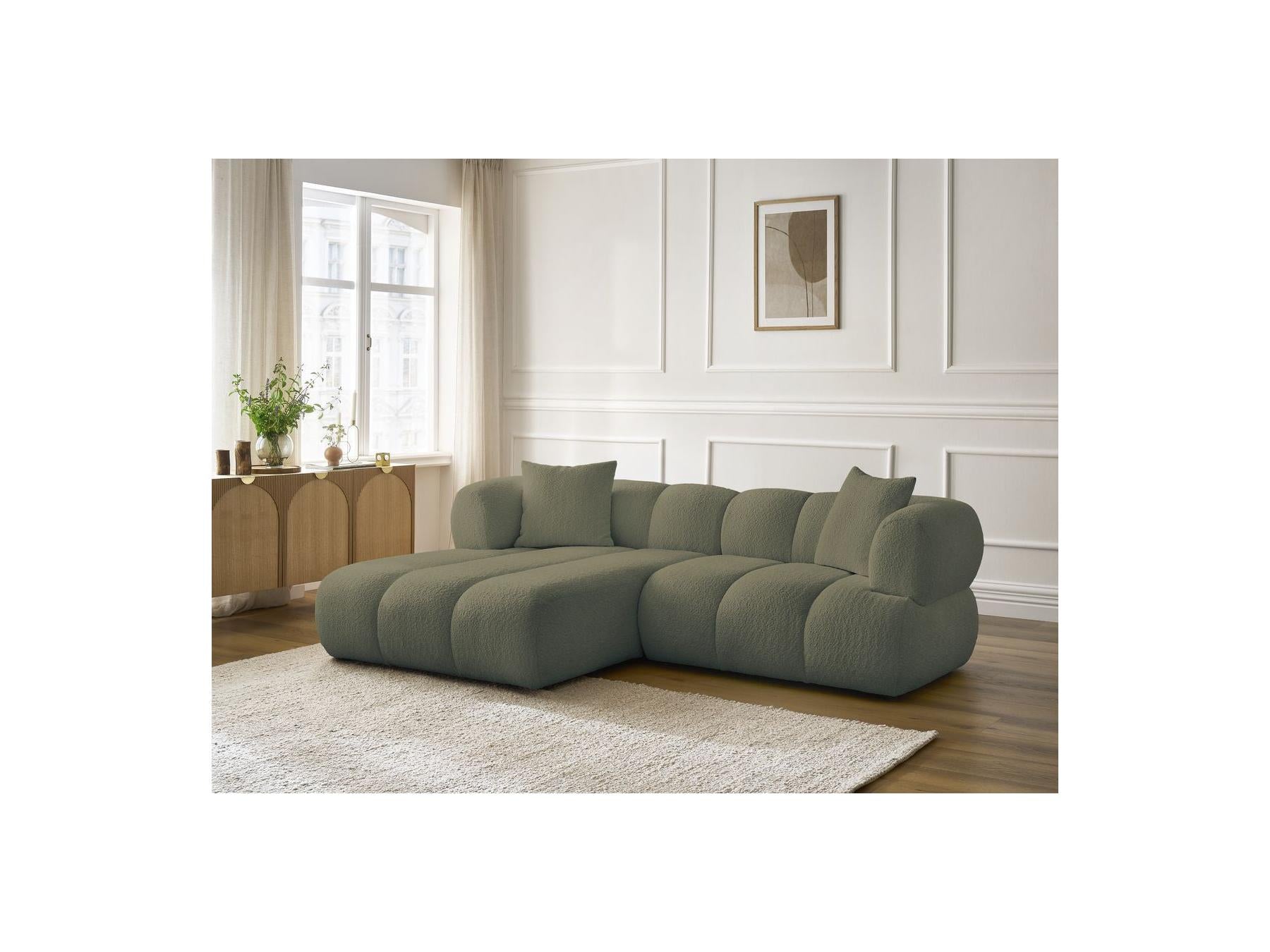 Pamira - Fixed Corner Sofa - Bouclé Fabric - Left Corner