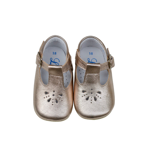 Salomé Soft Non-Slip Baby Slippers for Girls Mini-Aloïs - Gold Leather - Girl