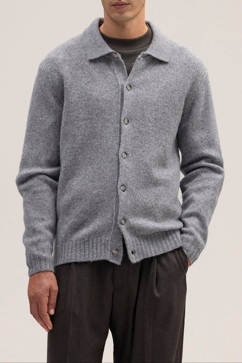Pull Lee Polo Cardigan - Grey Mel.