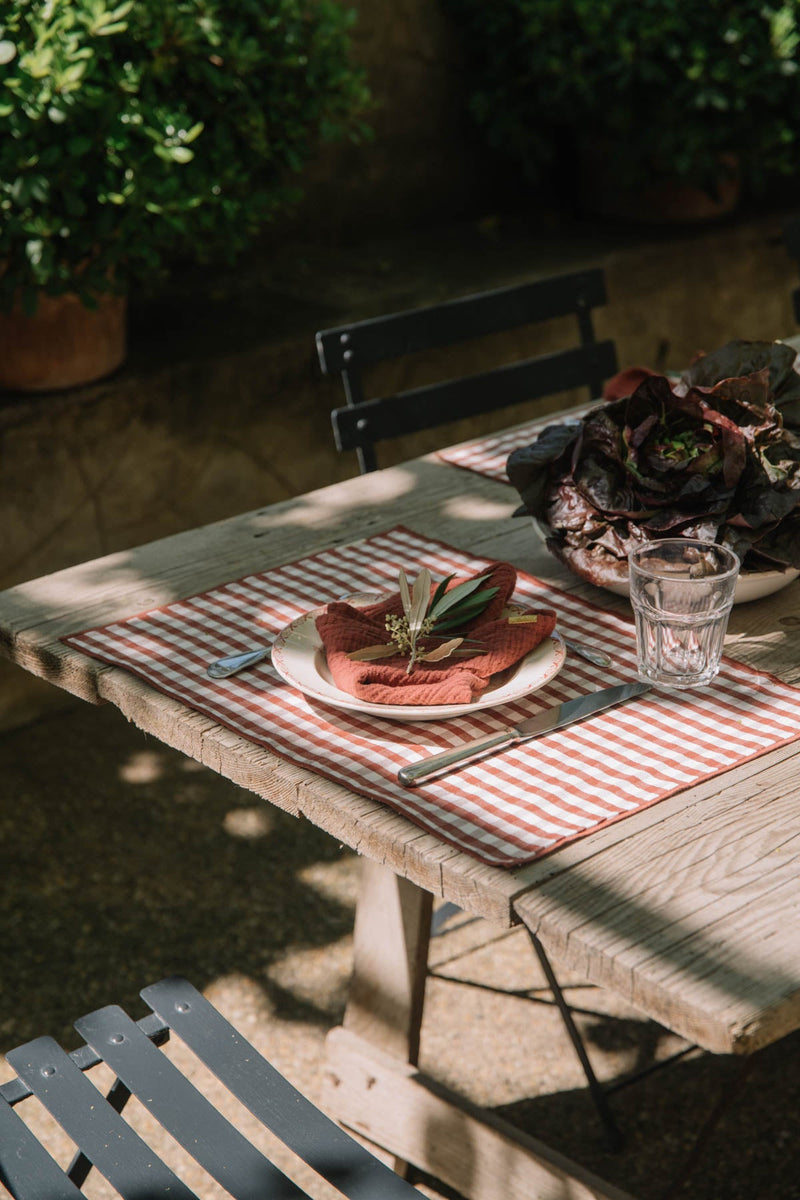 Serviette tissu en double gaze de coton rouille Les pensionnaires