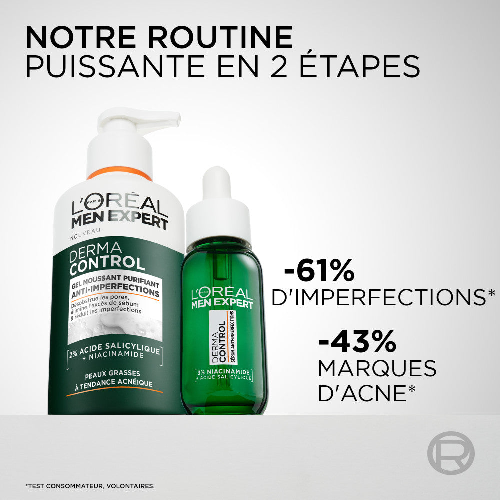 Men Expert Derma Control Routine Anti-Imperfections Gel Moussant Purifiant & Sérum Anti-Imperfections