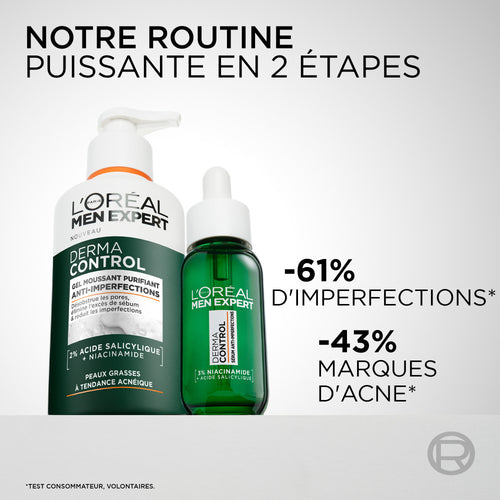 Men Expert Derma Control Routine Anti-Imperfections Gel Moussant Purifiant & Sérum Anti-Imperfections
