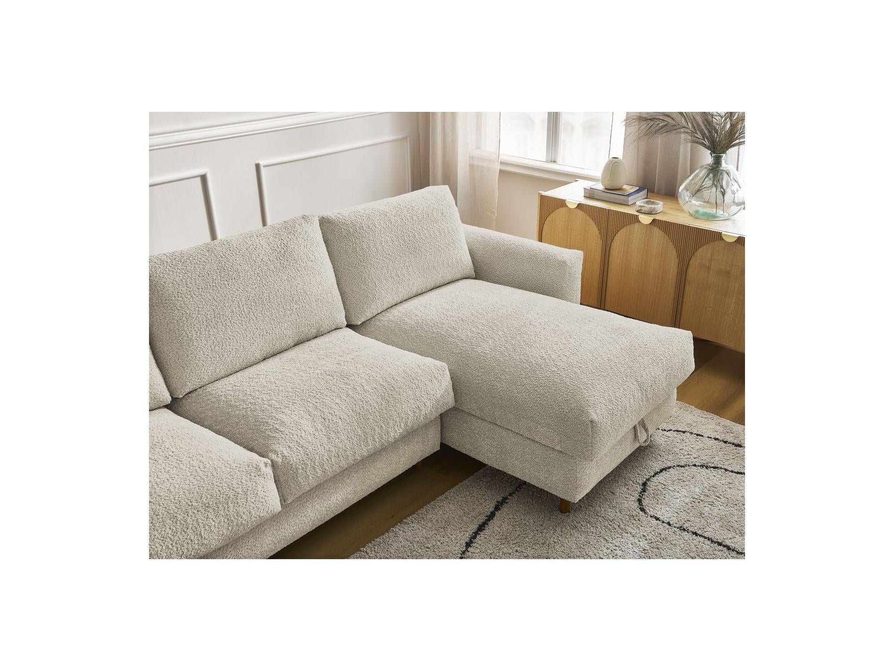 Cocoone - Canapé D'Angle Réversible Convertible Nouveau Ouverture Express - Tissu Bouclette