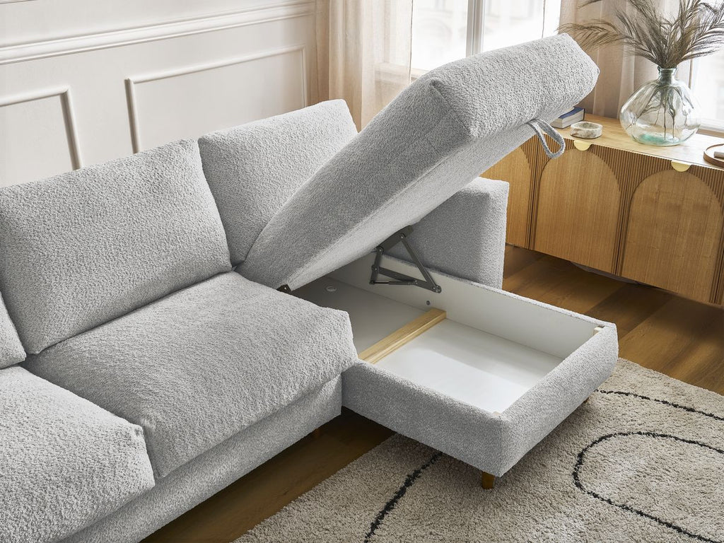 Cocoone - Canapé D'Angle Réversible Convertible Nouveau Ouverture Express - Tissu Bouclette