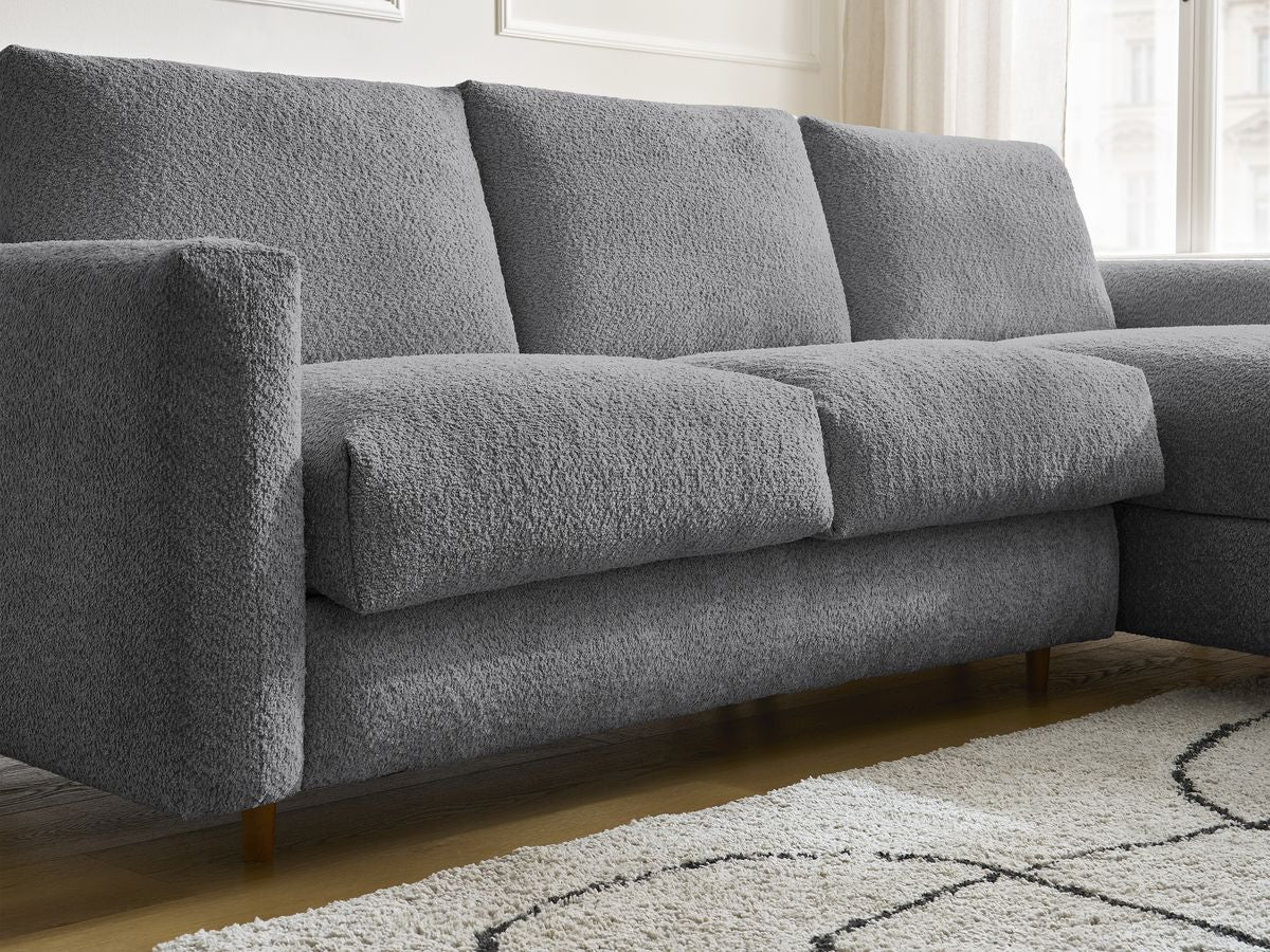 Cocoone - Canapé D'Angle Réversible Convertible Nouveau Ouverture Express - Tissu Bouclette