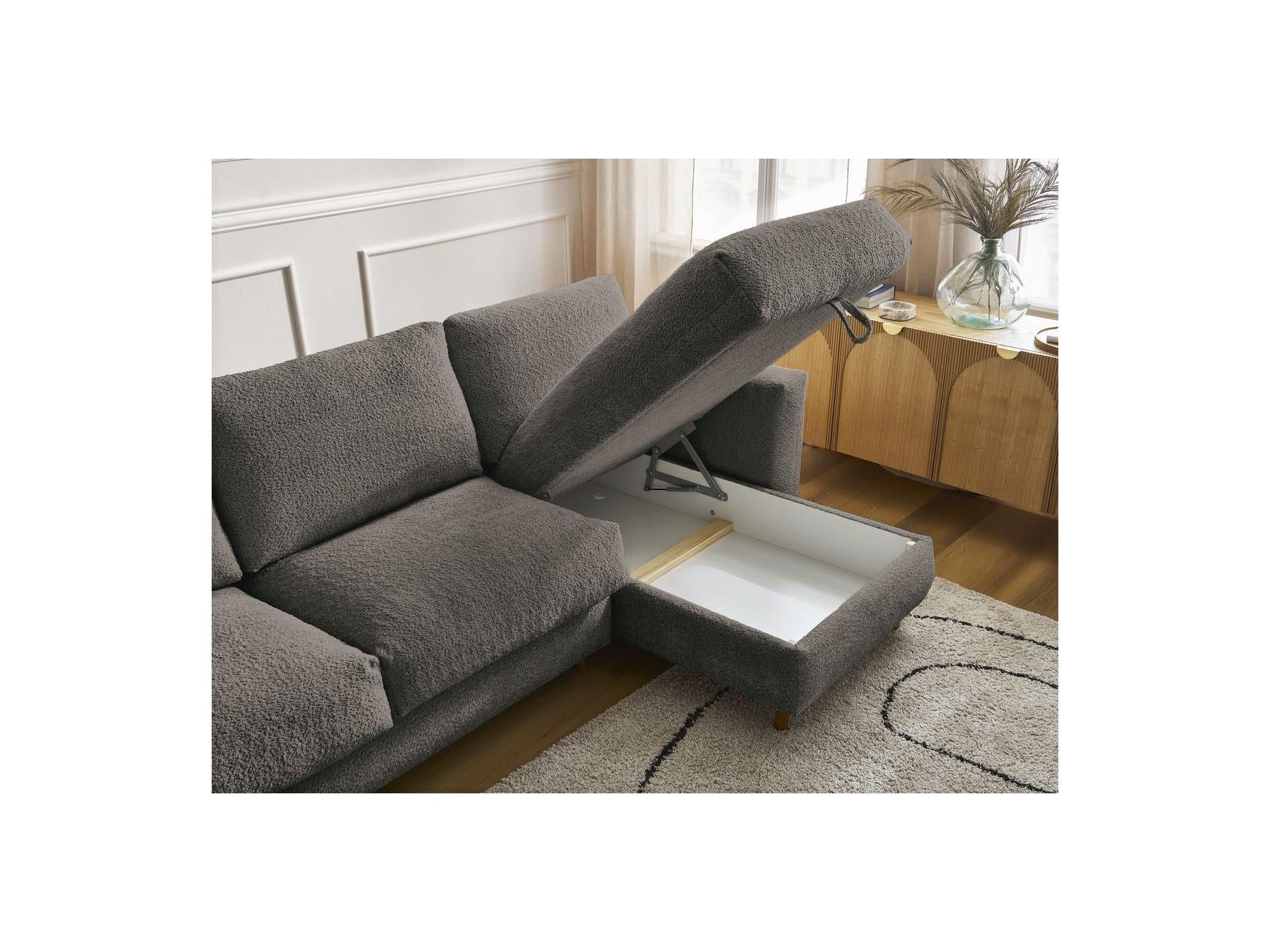 Cocoone - Canapé D'Angle Réversible Convertible Nouveau Ouverture Express - Tissu Bouclette