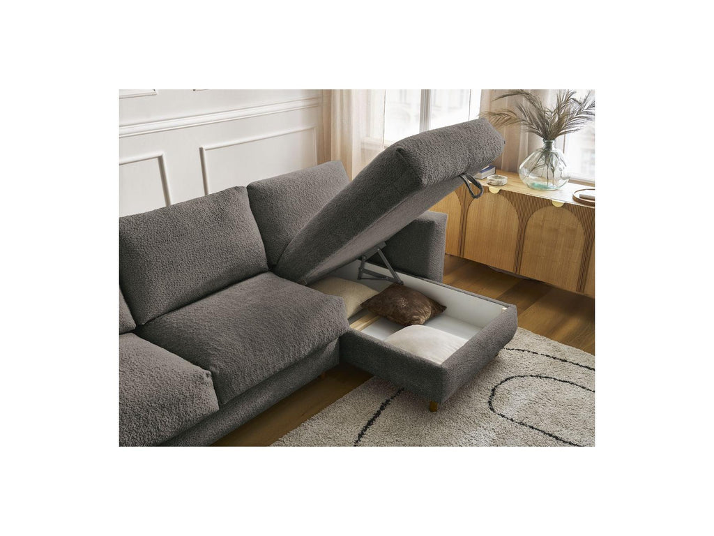 Cocoone - Canapé D'Angle Réversible Convertible Nouveau Ouverture Express - Tissu Bouclette