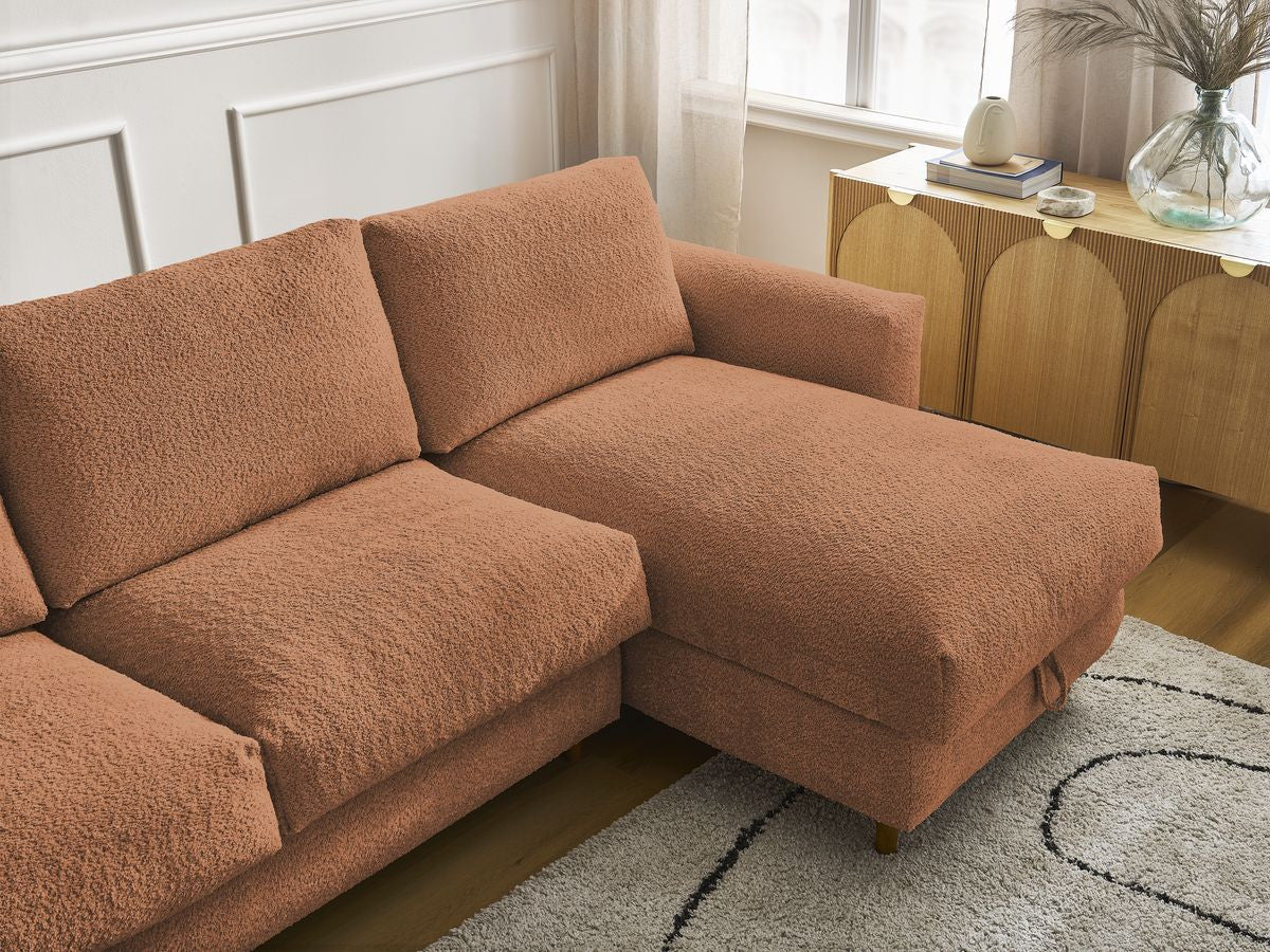 Cocoone - Canapé D'Angle Réversible Convertible Nouveau Ouverture Express - Tissu Bouclette