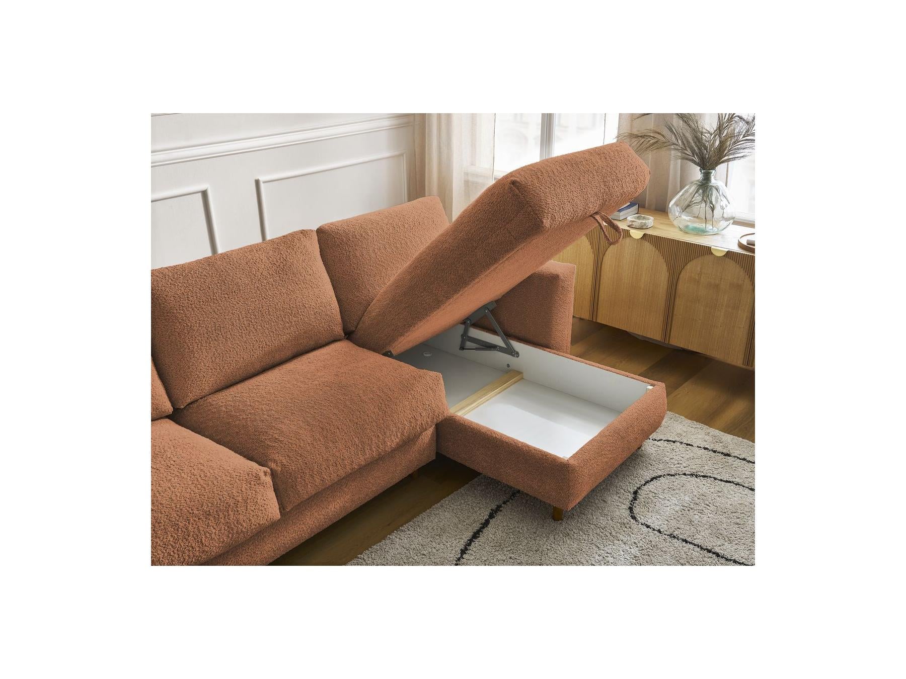 Cocoone - Canapé D'Angle Réversible Convertible Nouveau Ouverture Express - Tissu Bouclette
