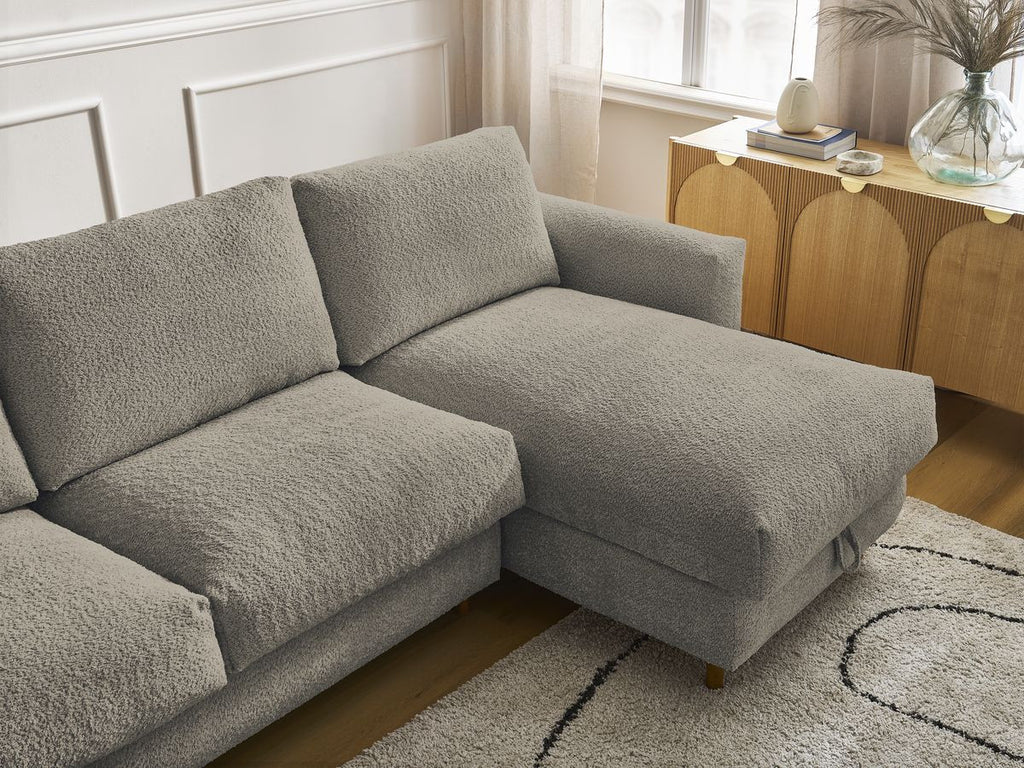 Cocoone - Canapé D'Angle Réversible Convertible Nouveau Ouverture Express - Tissu Bouclette