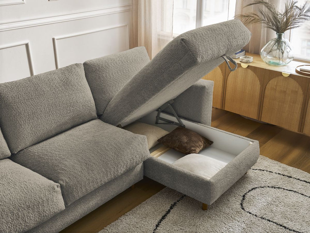 Cocoone - Canapé D'Angle Réversible Convertible Nouveau Ouverture Express - Tissu Bouclette
