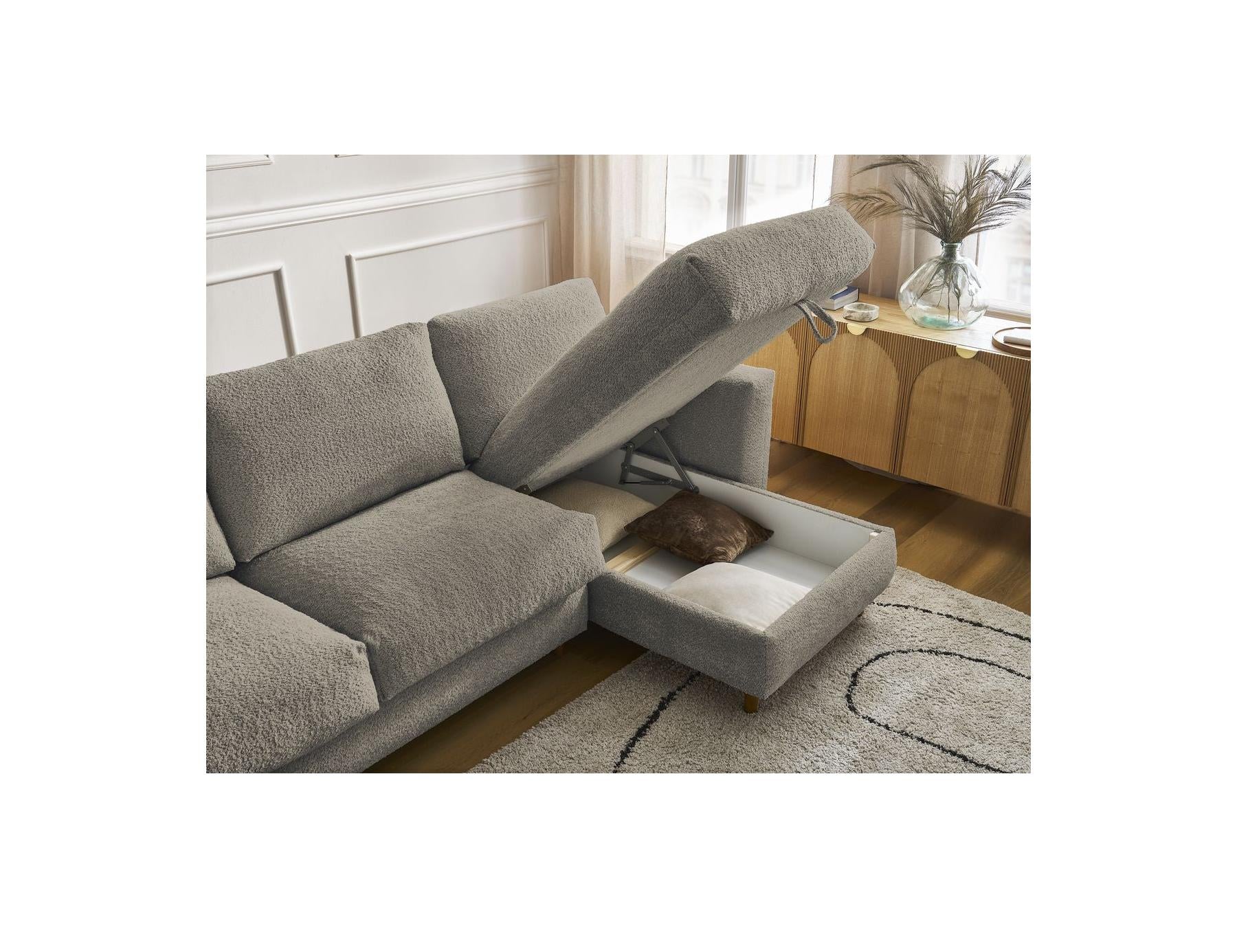 Cocoone - Canapé D'Angle Réversible Convertible Nouveau Ouverture Express - Tissu Bouclette