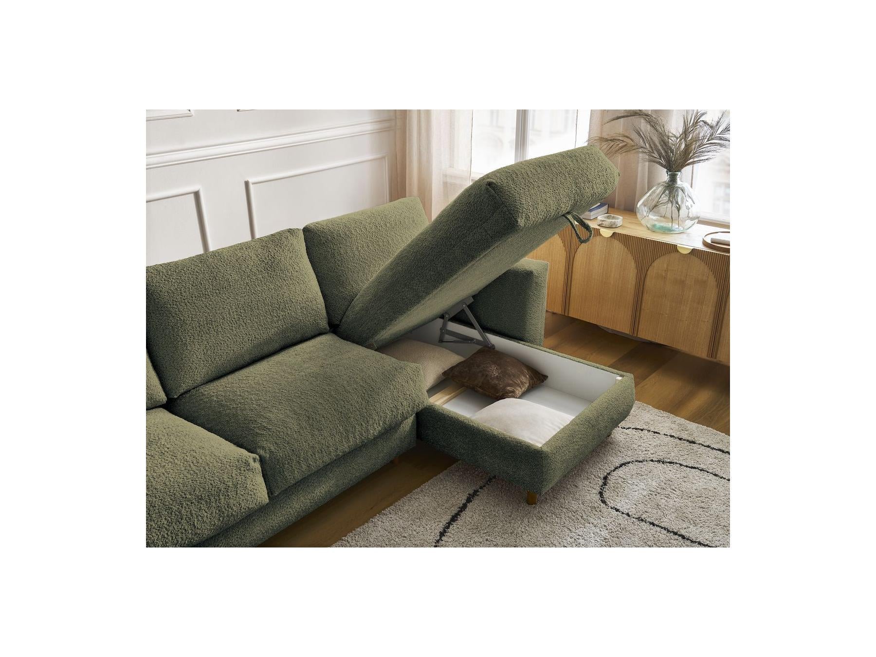 Cocoone - Canapé D'Angle Réversible Convertible Nouveau Ouverture Express - Tissu Bouclette