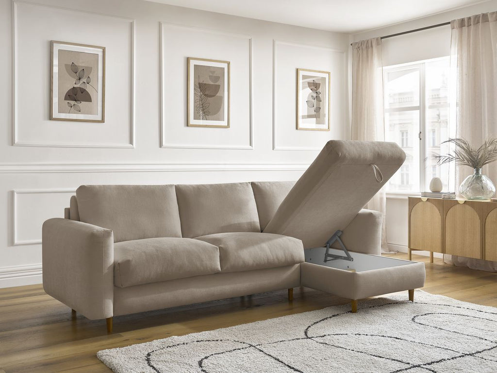 Cocoone - Canapé D'Angle Réversible Convertible Nouveau Ouverture Express - Tissu Lisse