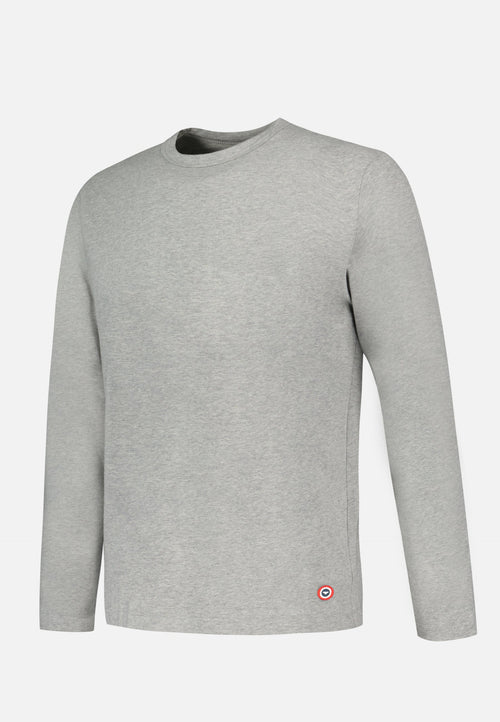 T-Shirt Homme Gris À Manches Longues En Coton - Superbe Gris