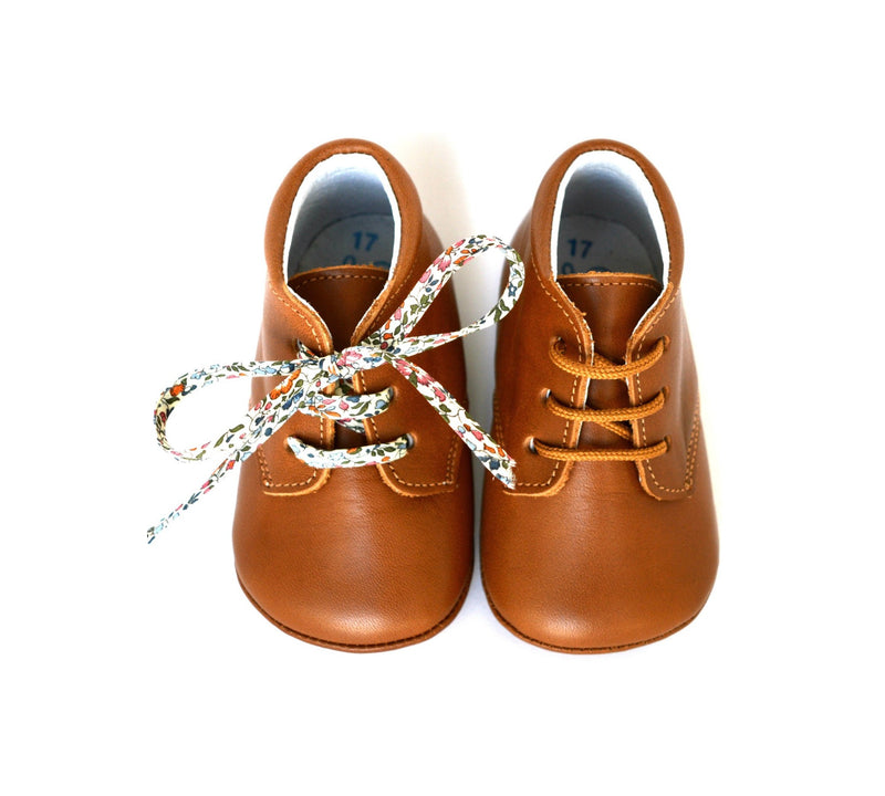 Chaussons Bébé Souples Antidérapants Mini-Arthur - Cuir Camel - Mixte