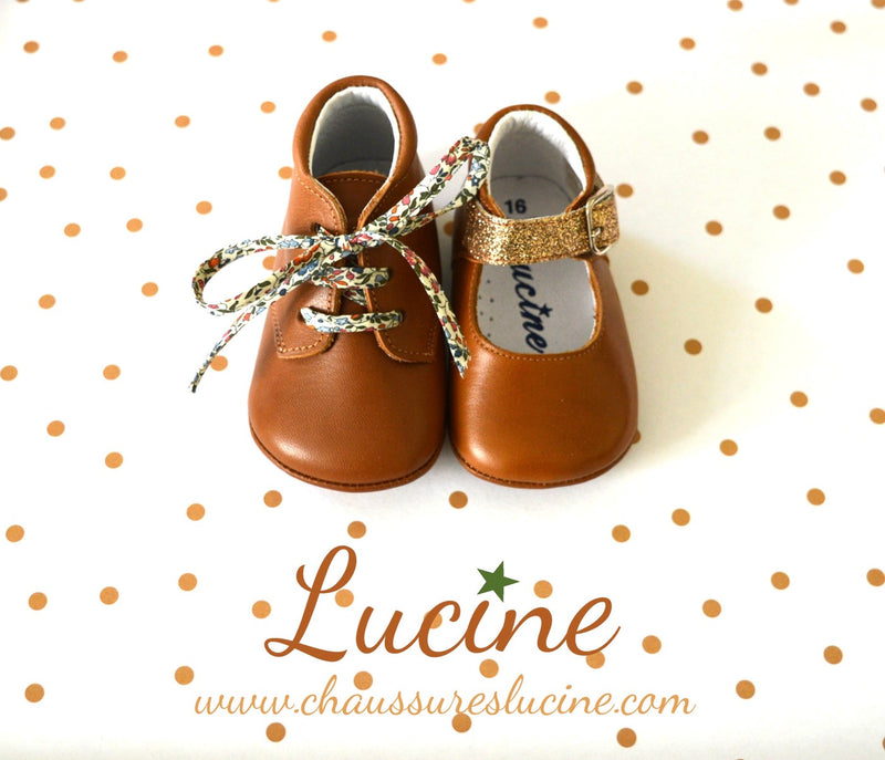 Chaussons Bébé Souples Antidérapants Mini-Arthur - Cuir Camel - Mixte