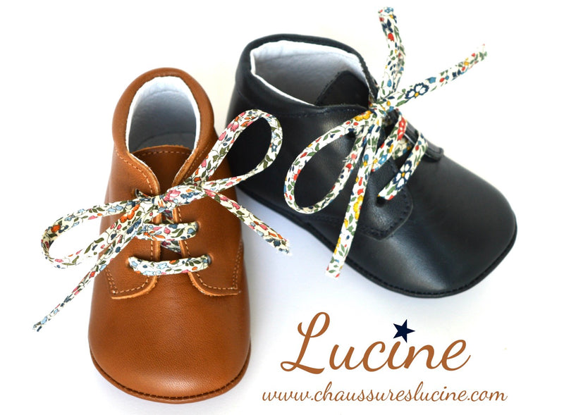 Chaussons Bébé Souples Antidérapants Mini-Arthur - Cuir Camel - Mixte