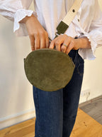 Macarena Shoulder Bag In Khaki Suede