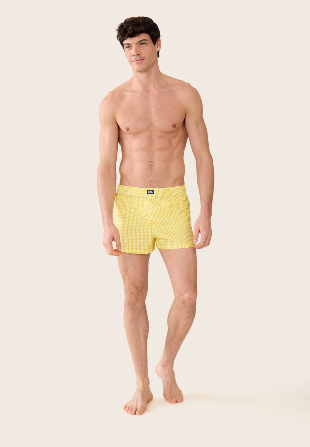Jacques Gingham Cotton Boxers - Lemon Yellow