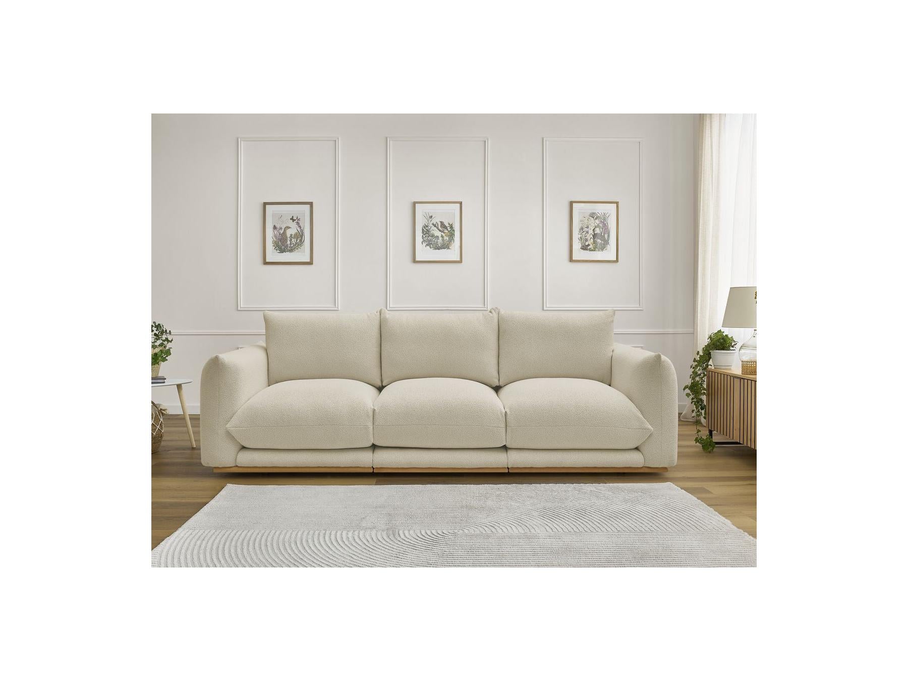 Ernest - Canapé Droit Fixe 3 Places - Tissu Bouclette