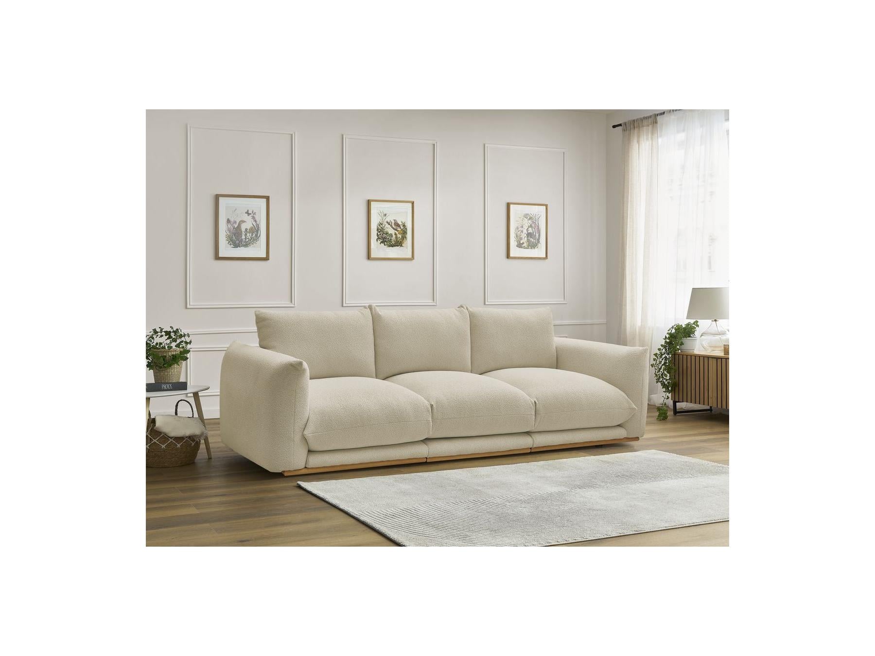 Ernest - Canapé Droit Fixe 3 Places - Tissu Bouclette
