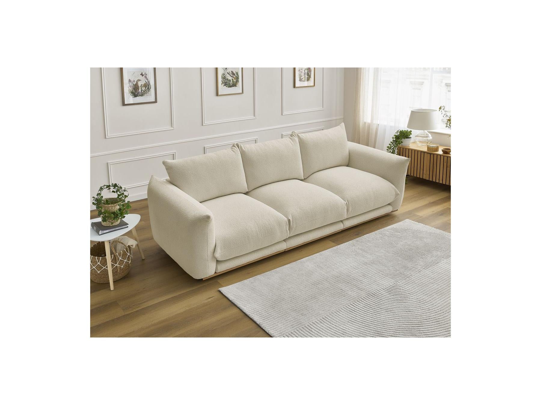 Ernest - Canapé Droit Fixe 3 Places - Tissu Bouclette