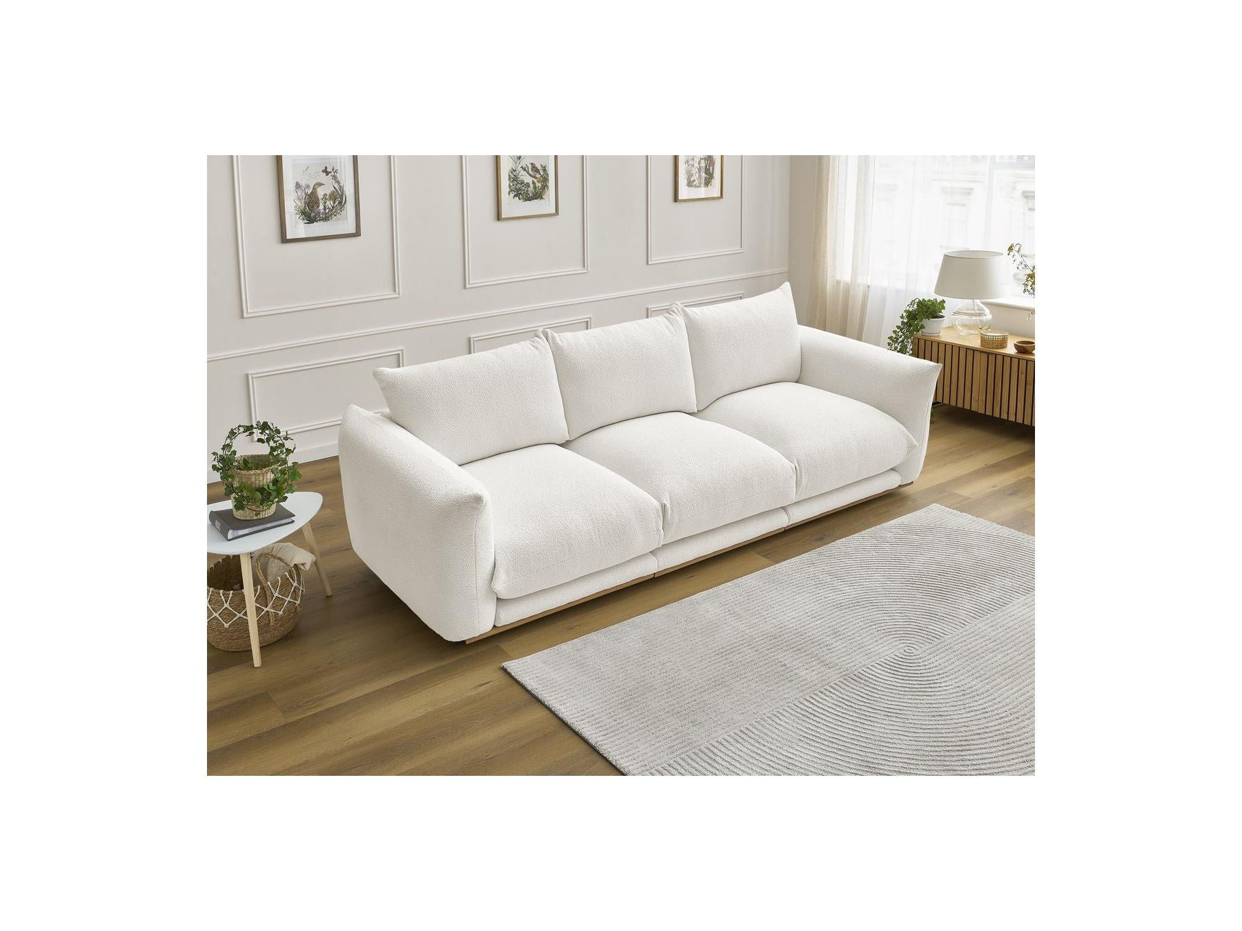 Ernest - Canapé Droit Fixe 3 Places - Tissu Bouclette
