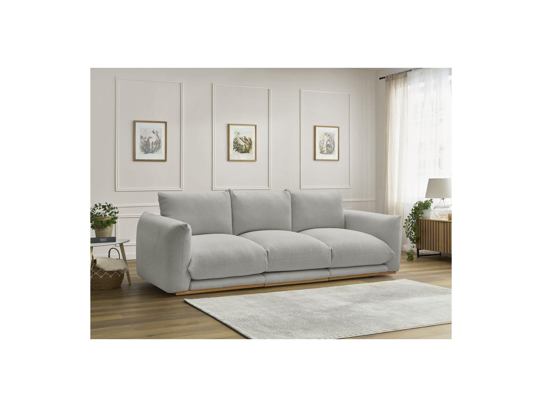 Ernest - Canapé Droit Fixe 3 Places - Tissu Bouclette