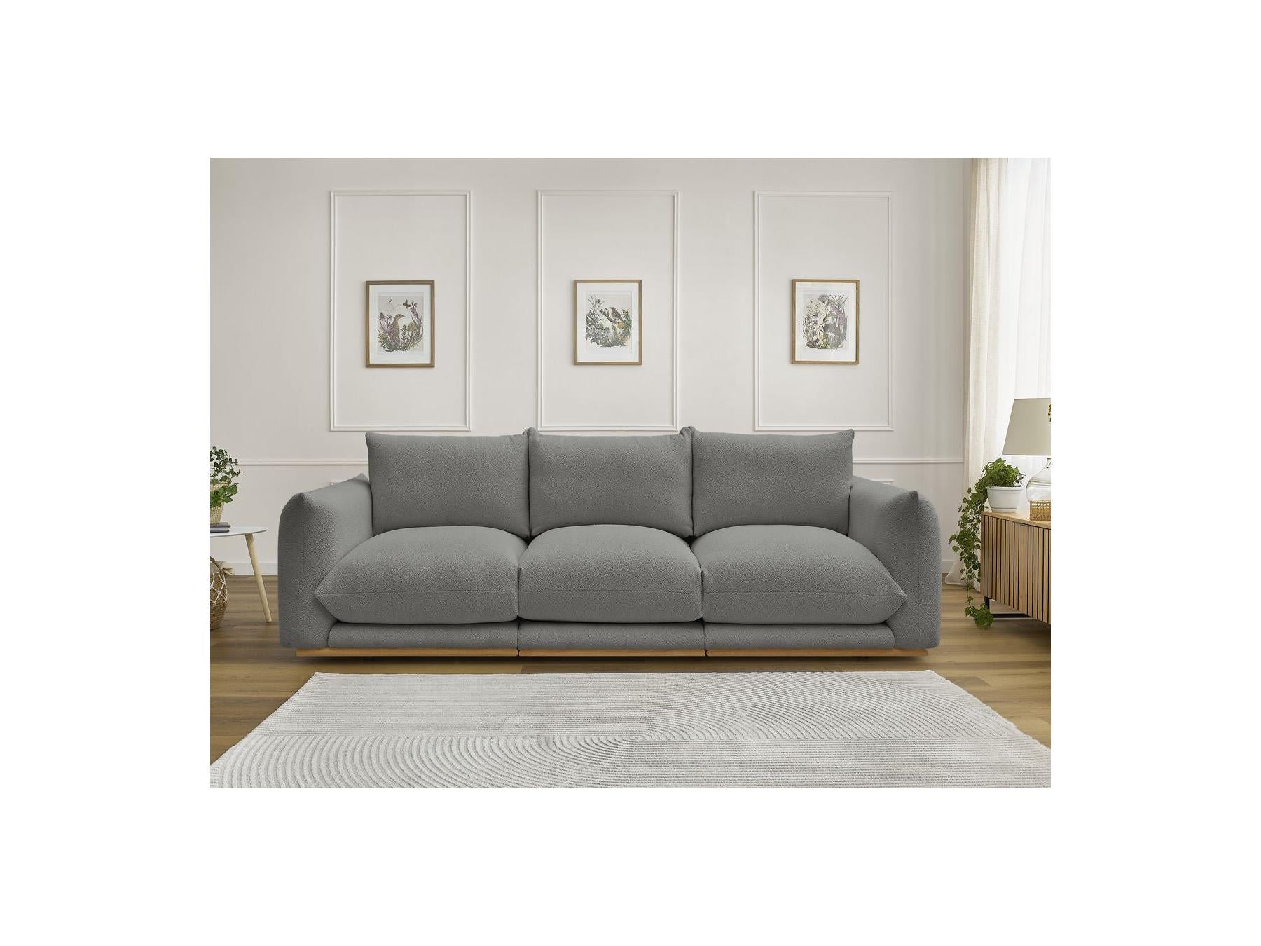 Ernest - Canapé Droit Fixe 3 Places - Tissu Bouclette